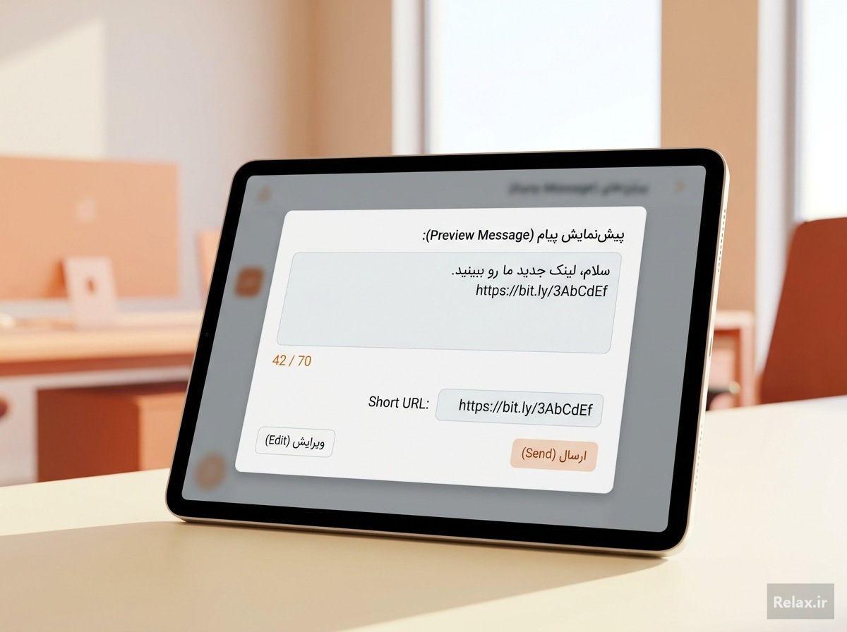 بررسی تعداد کاراکتر و صحت لینک کوتاه در پیش نمایش پیامک